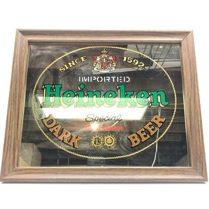 Vintage Heineken Bar Mirror w/ Frame * Man Cave *
